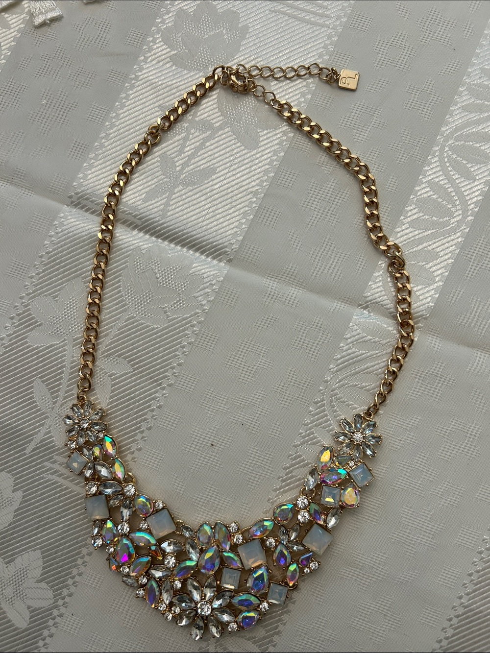 Park Lane Elsa Gold Crystal Statement Necklace - Iridescent Multi-Color w /Gold - Picture 4 of 12